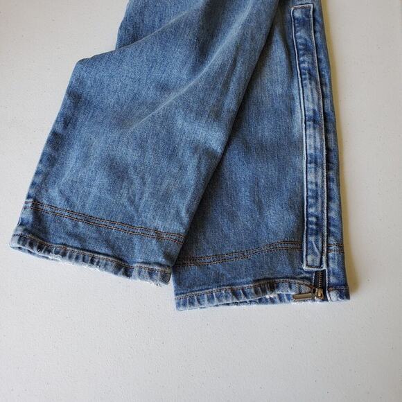 Jonathan Simkhai Payton Denim Cargo Jeans Mid Rise Straight Leg Zipper Hem - Picture 7 of 16